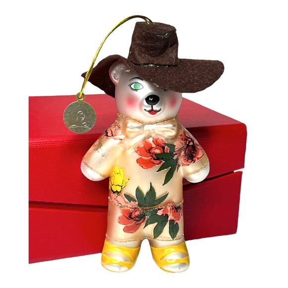 NEW Melissa McCarthy COWBOY BEAR GLASS ORNAMENT 2016 St Jude Limited Ed 154/410 - Picture 1 of 6